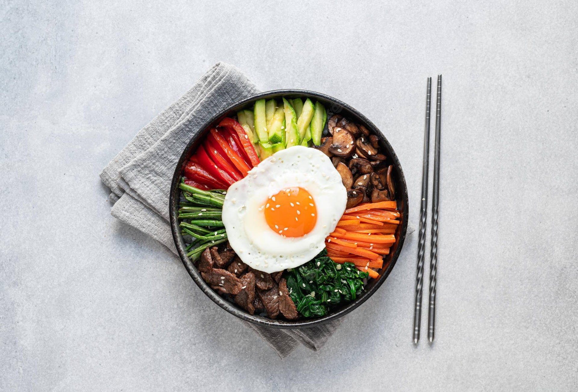 Dolsot Bibimbap On A Stone Counter Background