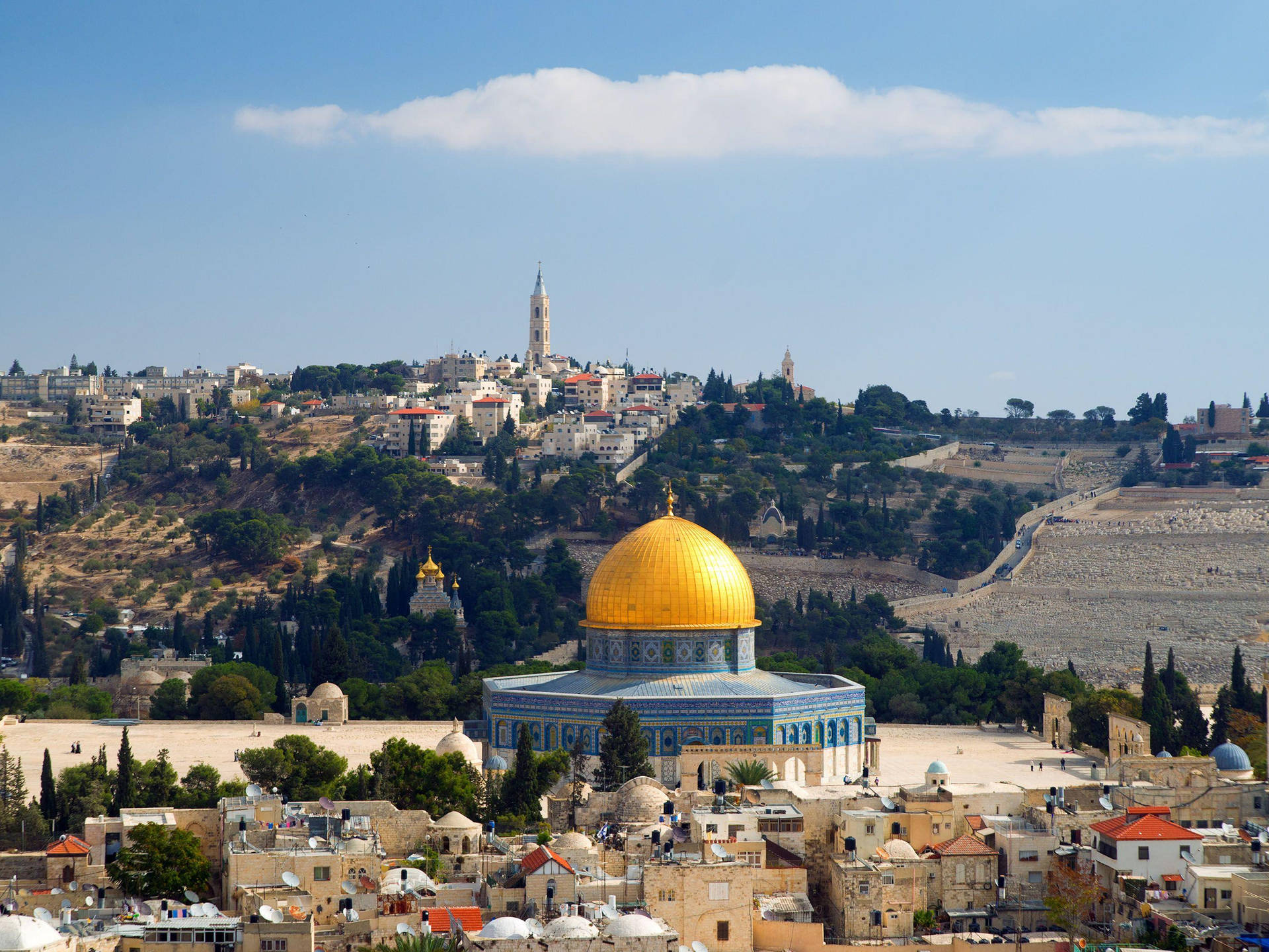 Dome Of The Rock Faraway View Background