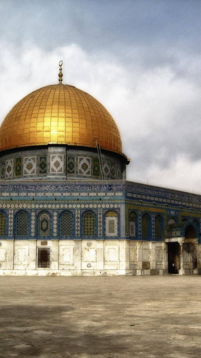 Dome Of The Rock Gray Sky Background