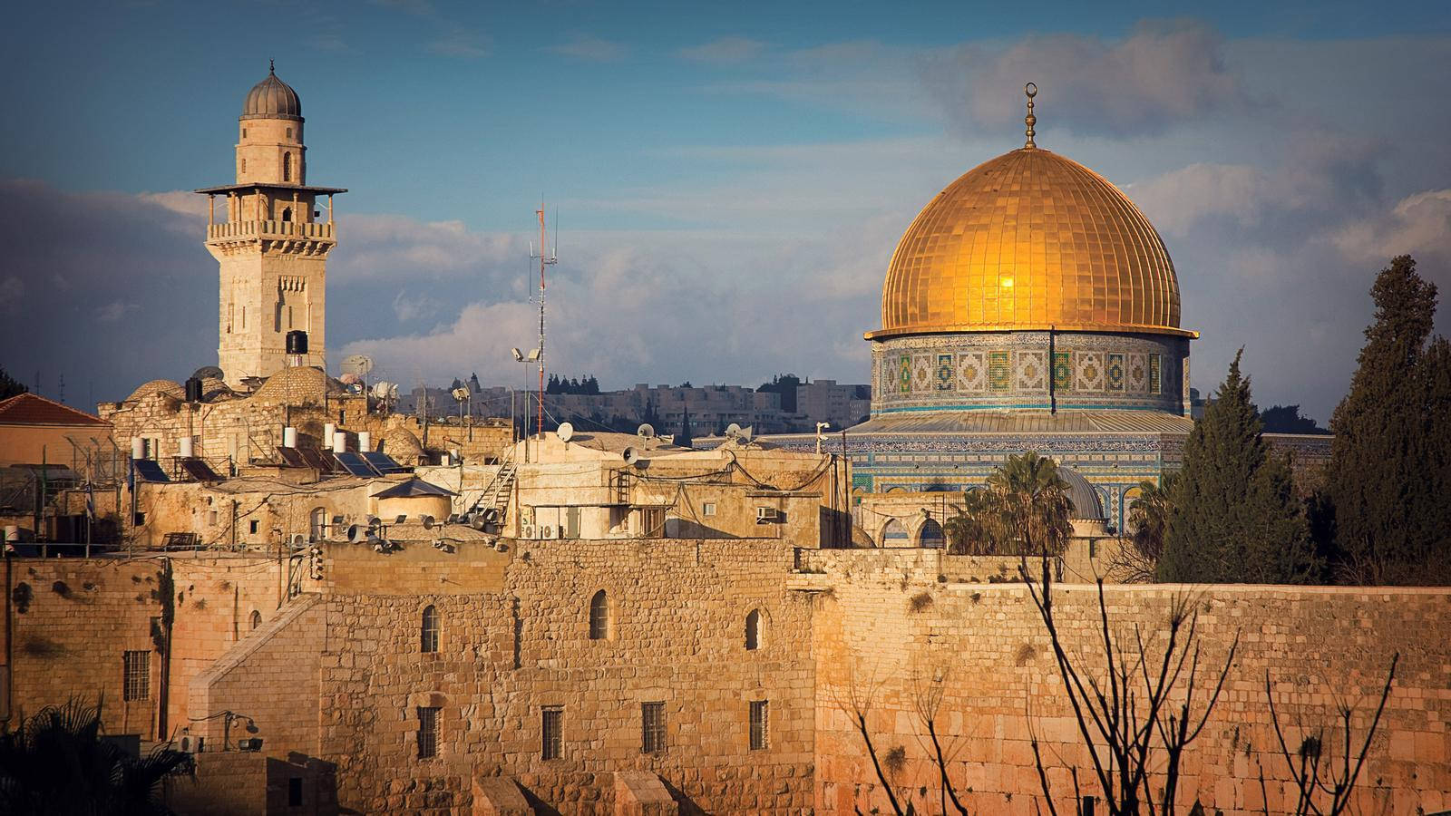 Dome Of The Rock Outer Buildings Background