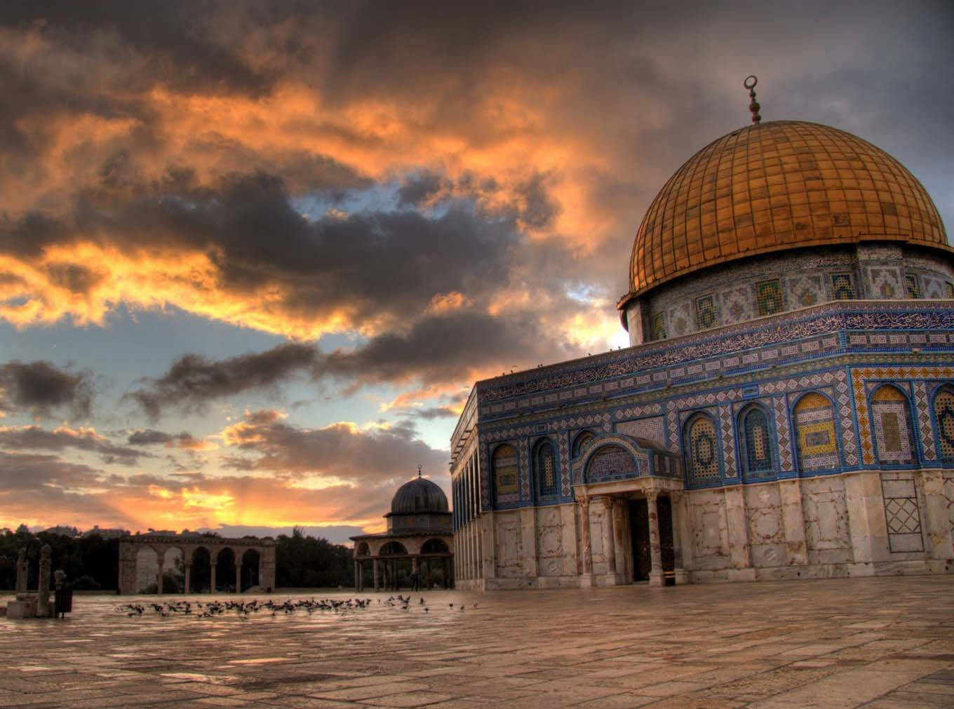 Dome Of The Rock Sunset View Background