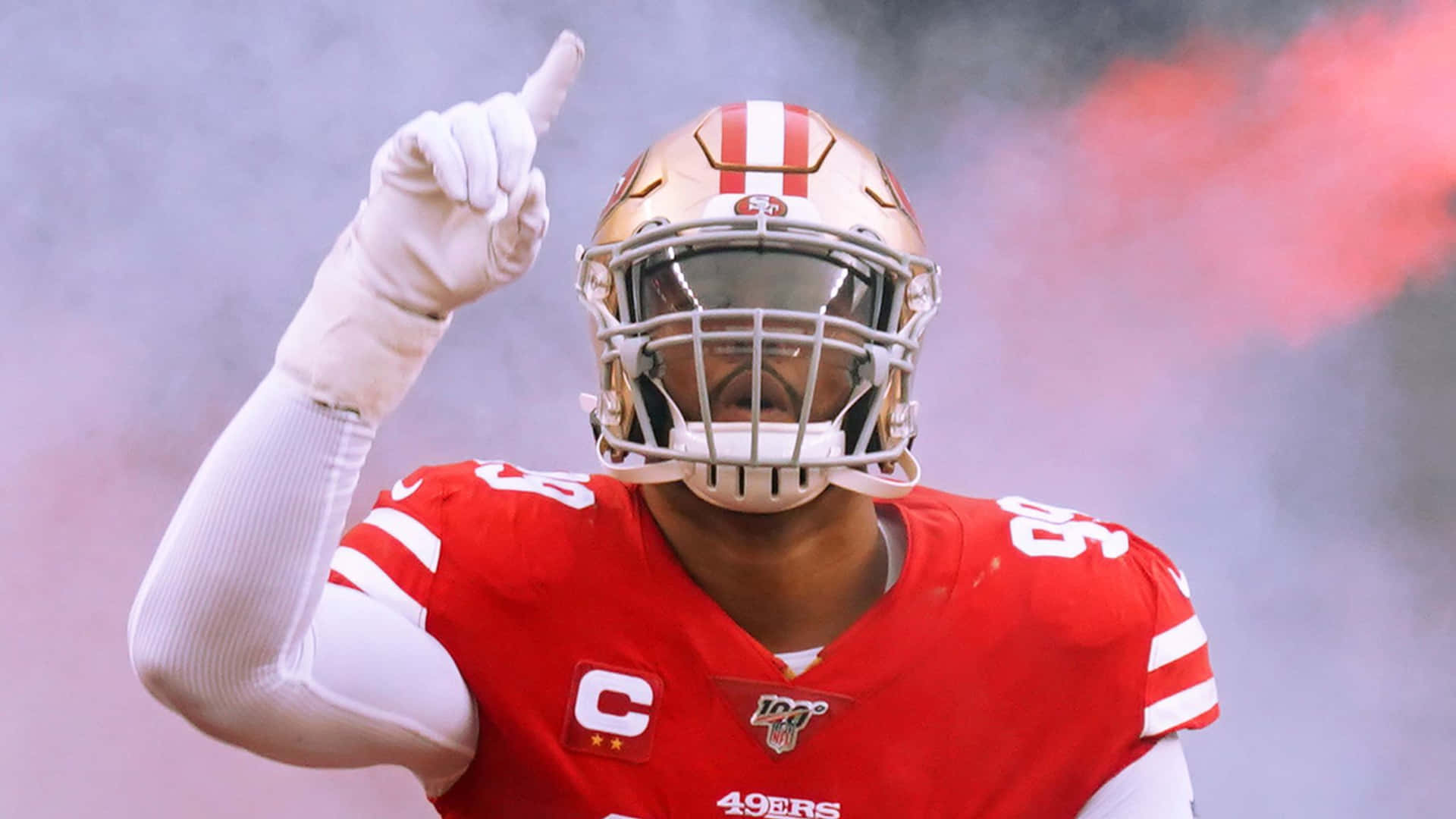 Dominant Defensive Force, Deforest Buckner, Celebrating A Victory Background