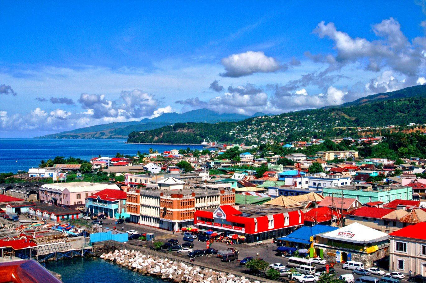 Dominica Colorful Houses Background