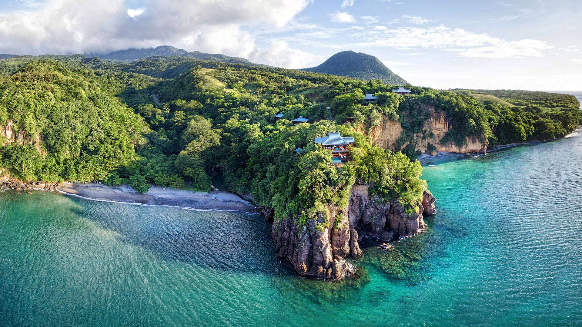 Dominica Island Aerial Sight Background