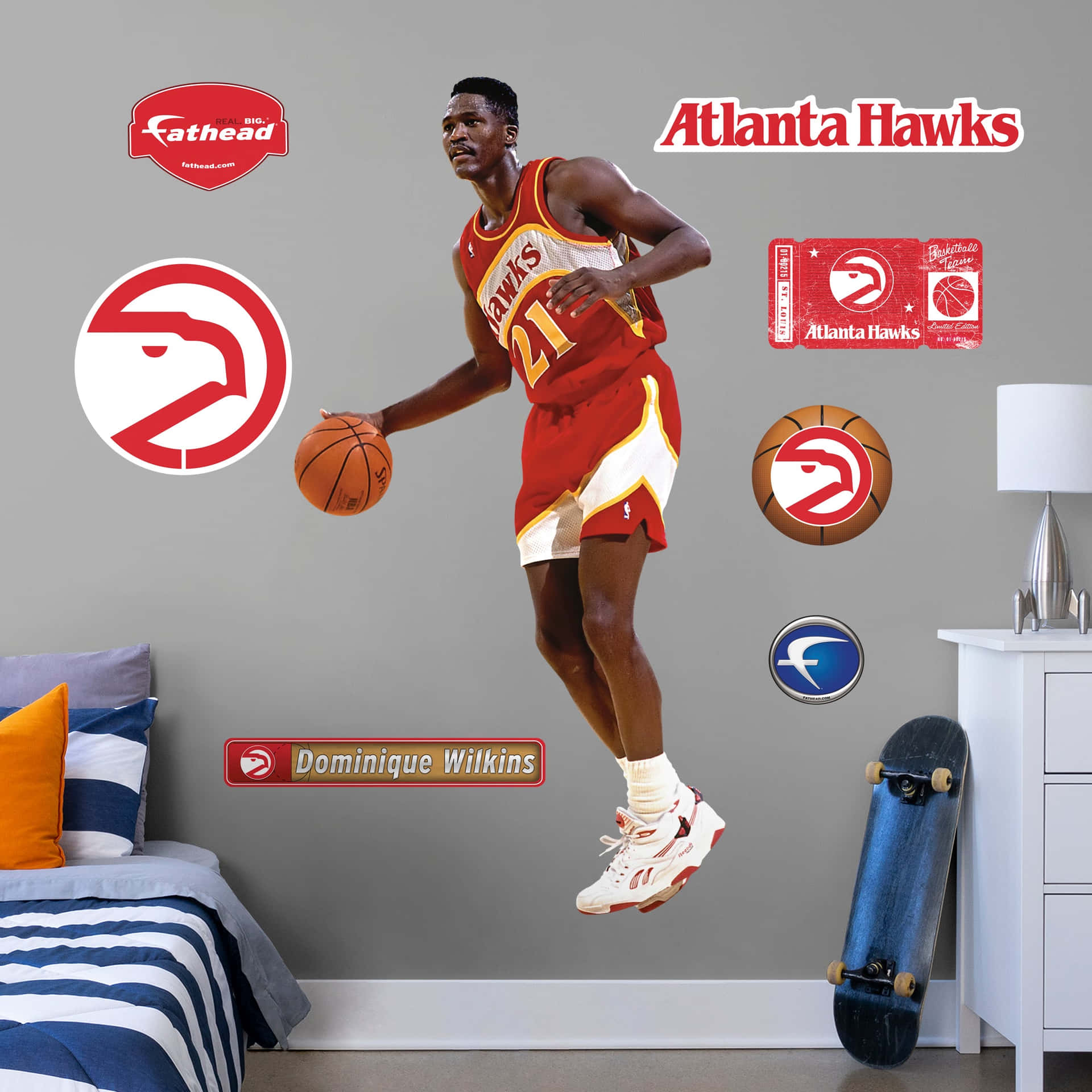 Dominique Wilkins Atlanta Hawks Wallpaper Decal Background
