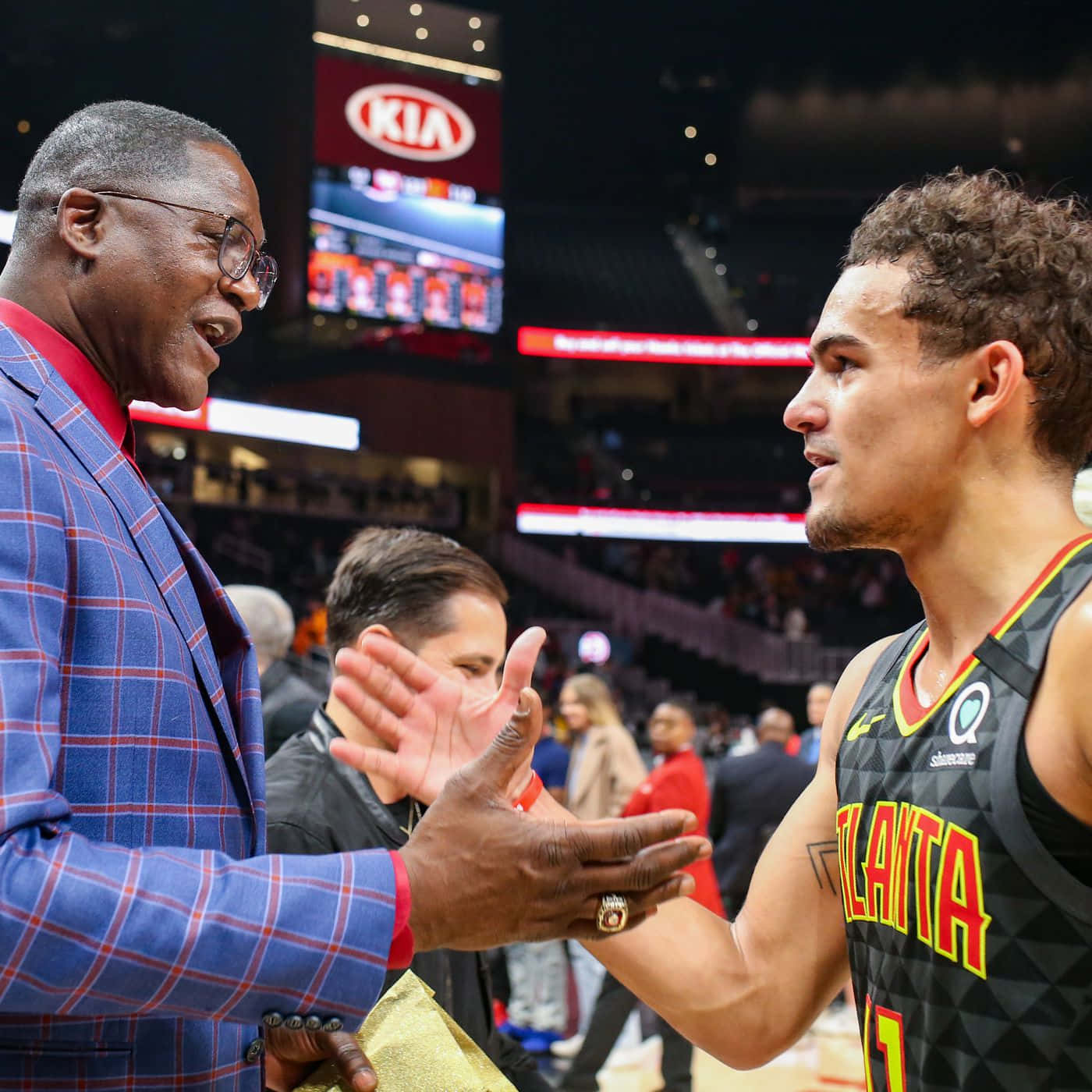 Dominique Wilkins Trae Young Handshake Nba Photography Background