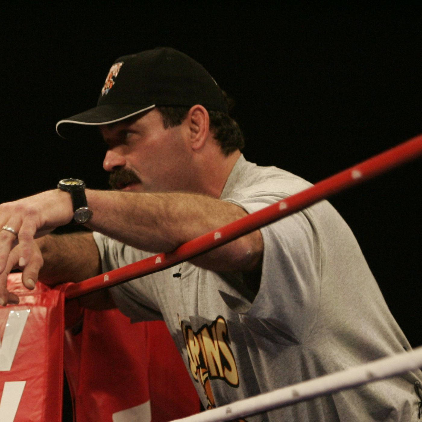 Don Frye At Outer Corner Of Boxing Ring Background