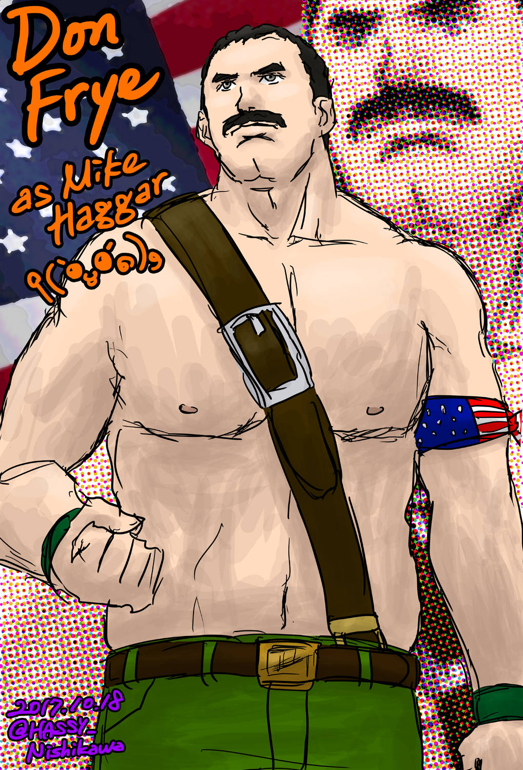 Don Frye Graphic With American Flag Background