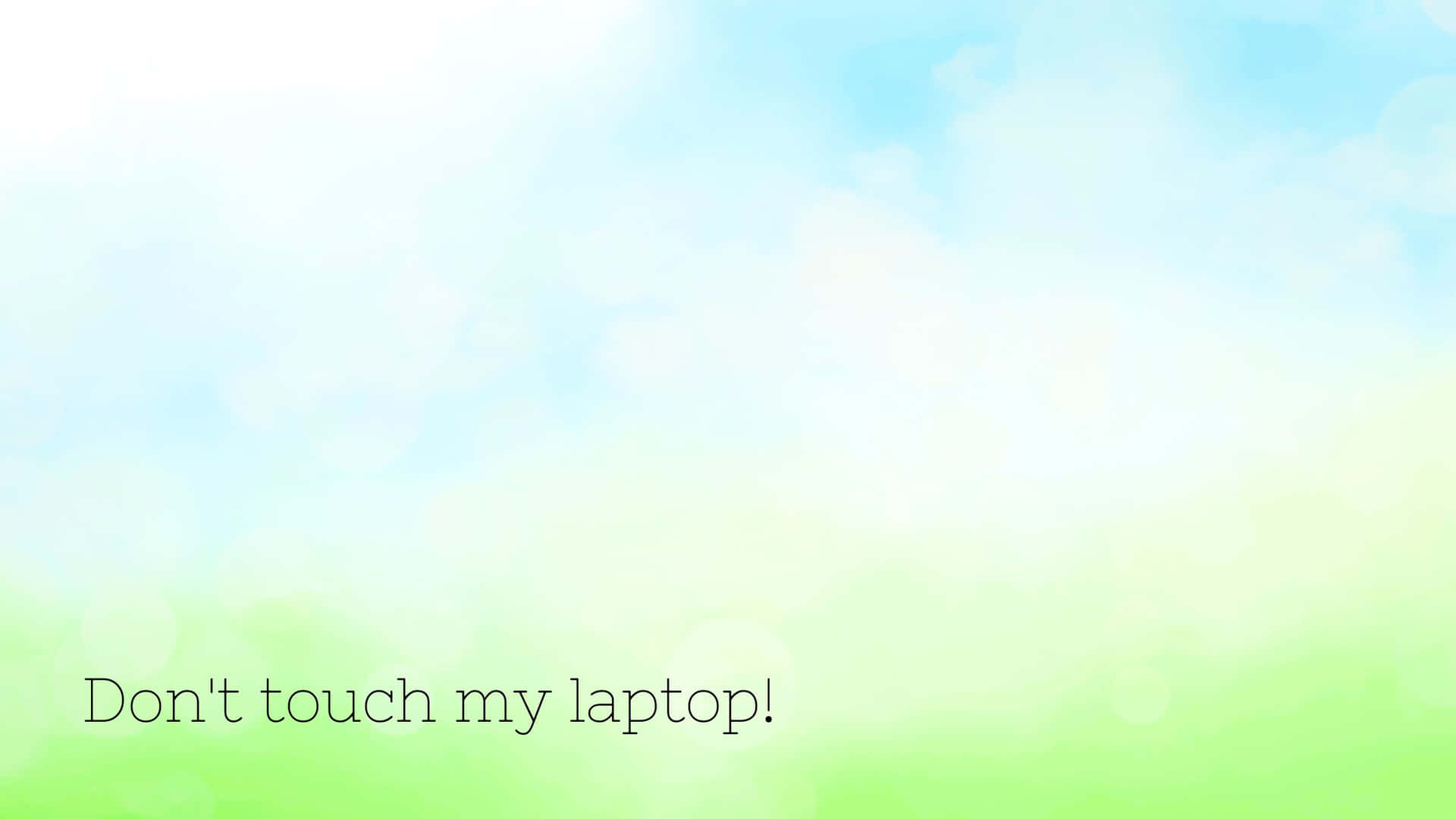 Don't Touch My Laptop Light Blue And Green Background