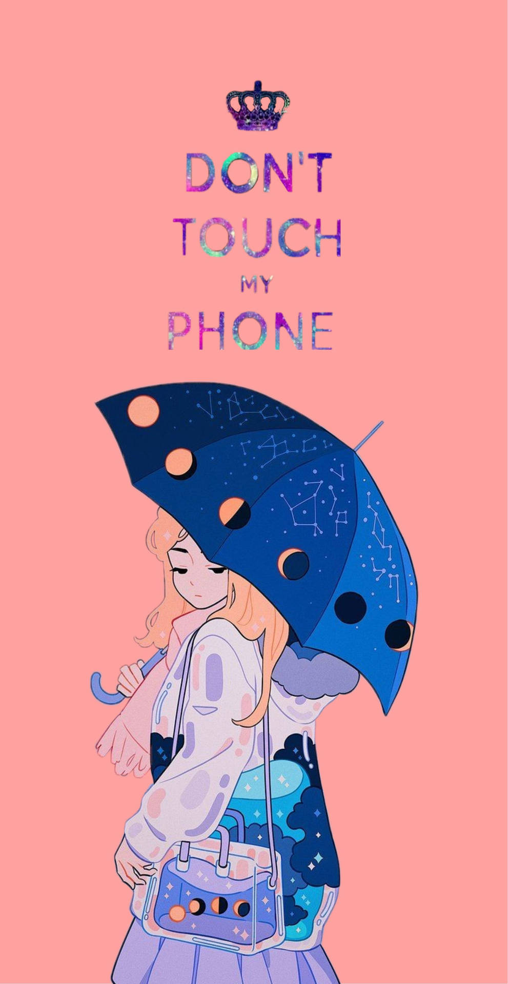 Don't Touch My Phone Girl Umbrella Background