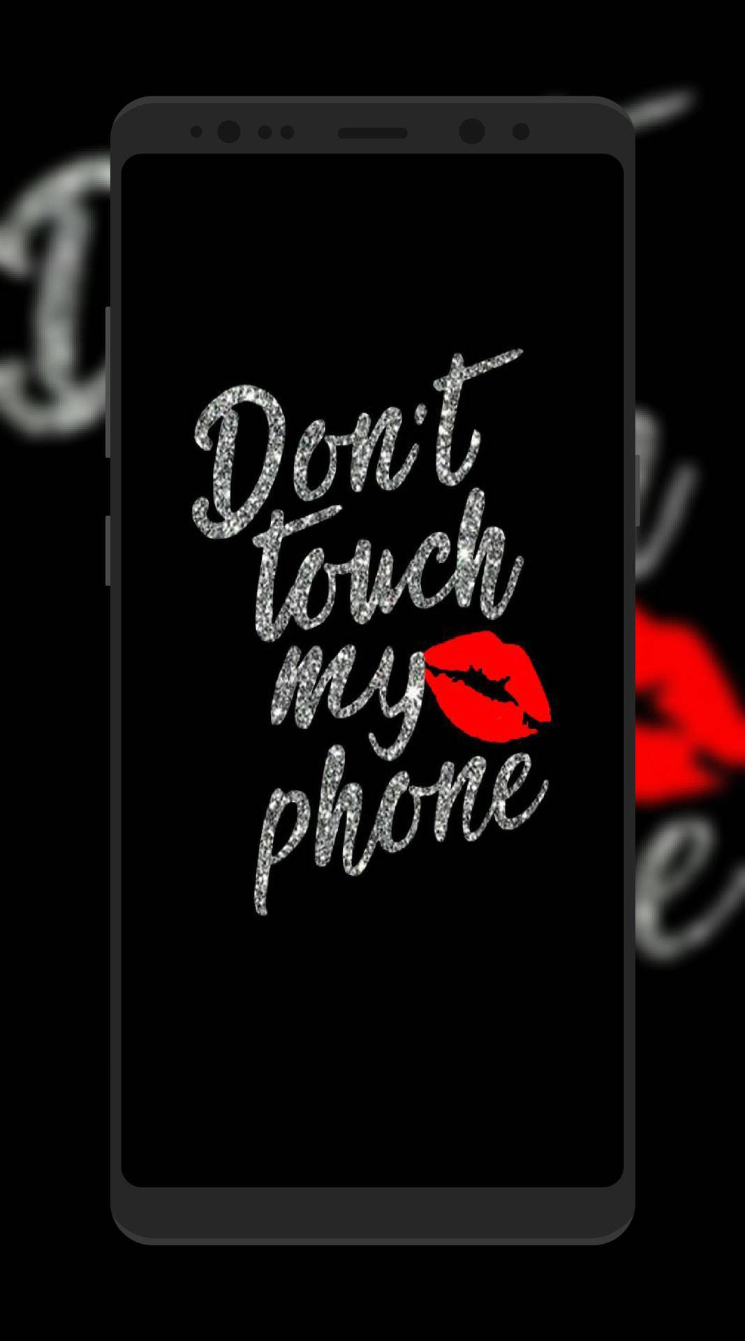 Don't Touch My Phone Red Kiss Background