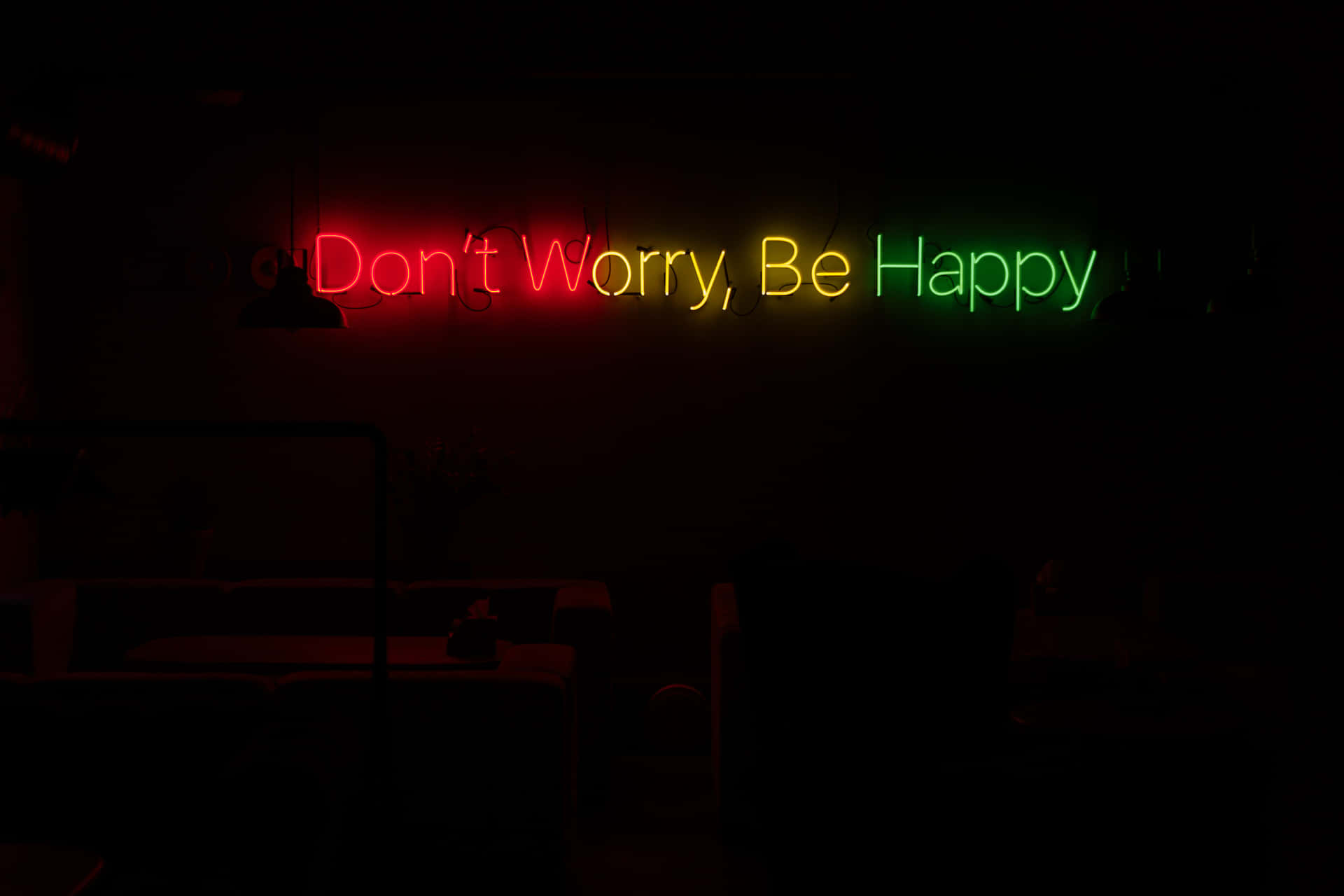 Don't Worry, Be Happy Neon Sign Background