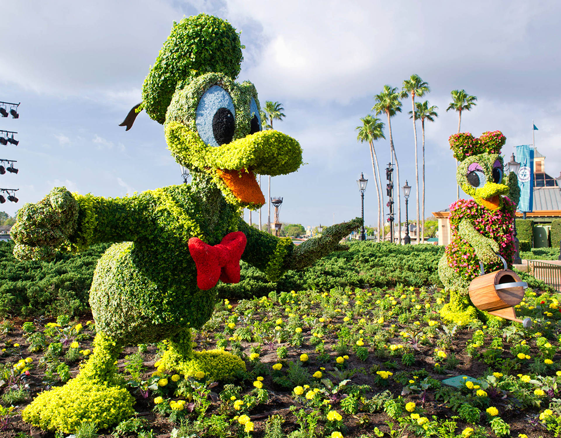 Donald Duck And Daisy Topiary