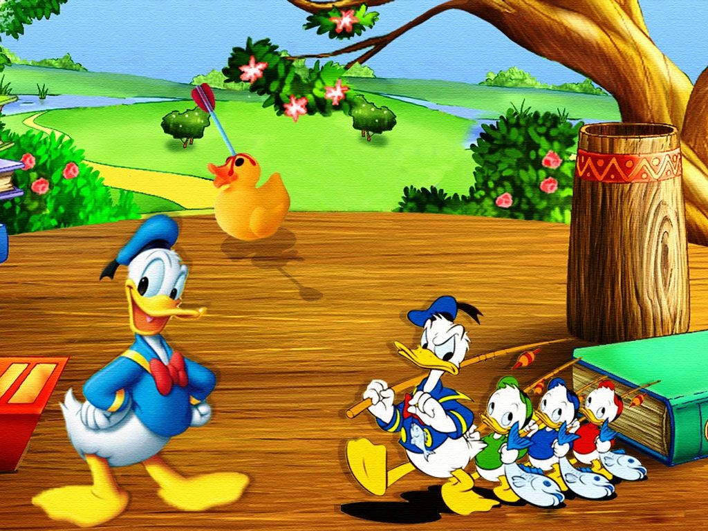 Donald Duck At Tree House Landscape