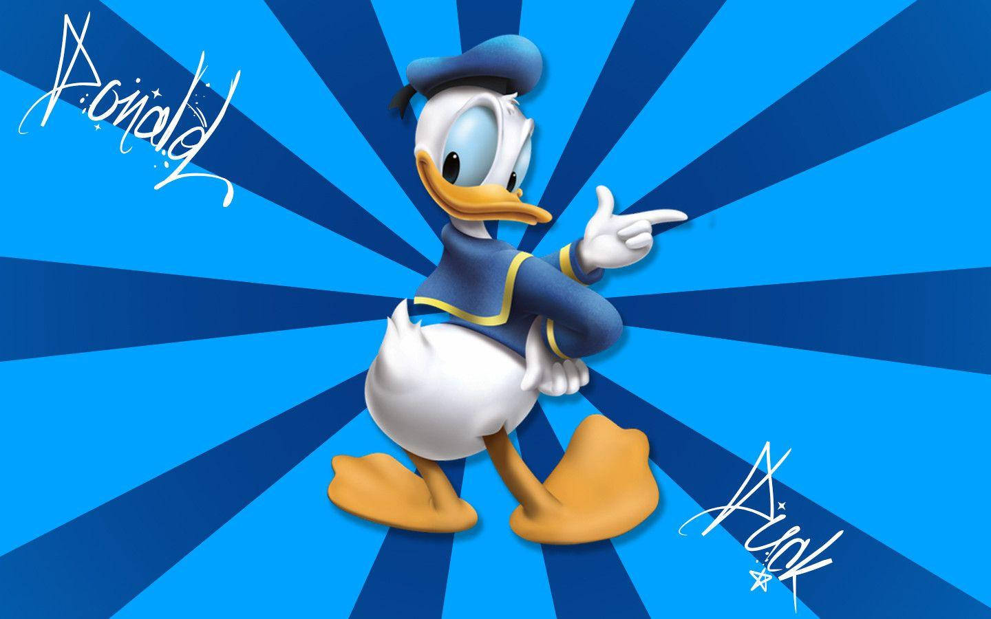 Donald Duck Blue Striped Background Background