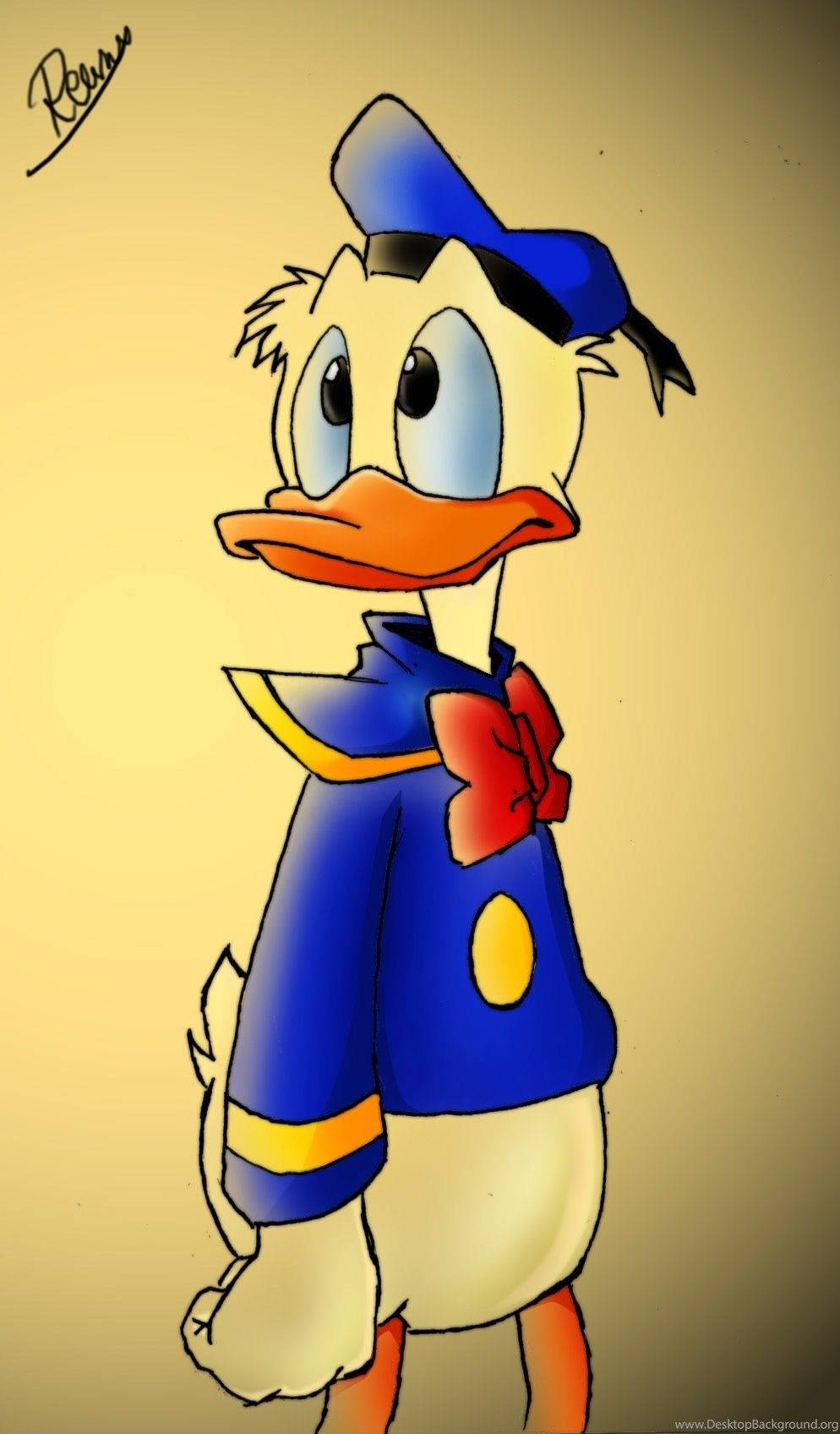 Donald Duck In Yellow Vignette Background