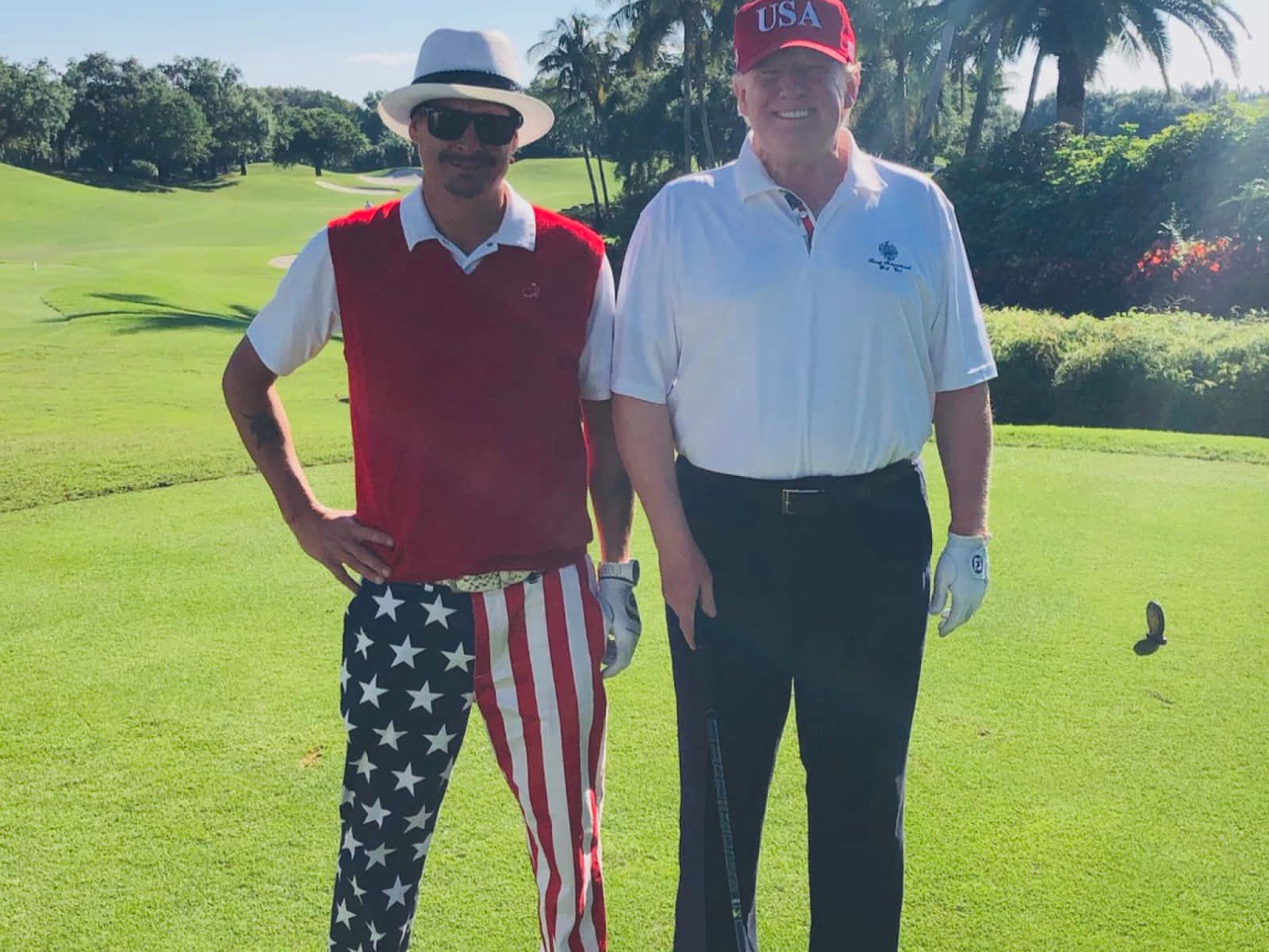 Donald Trump And Kid Rock Florida Golf Course Background