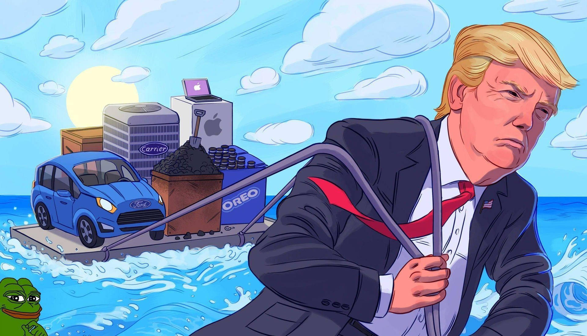 Donald Trump Cartoon Pulling