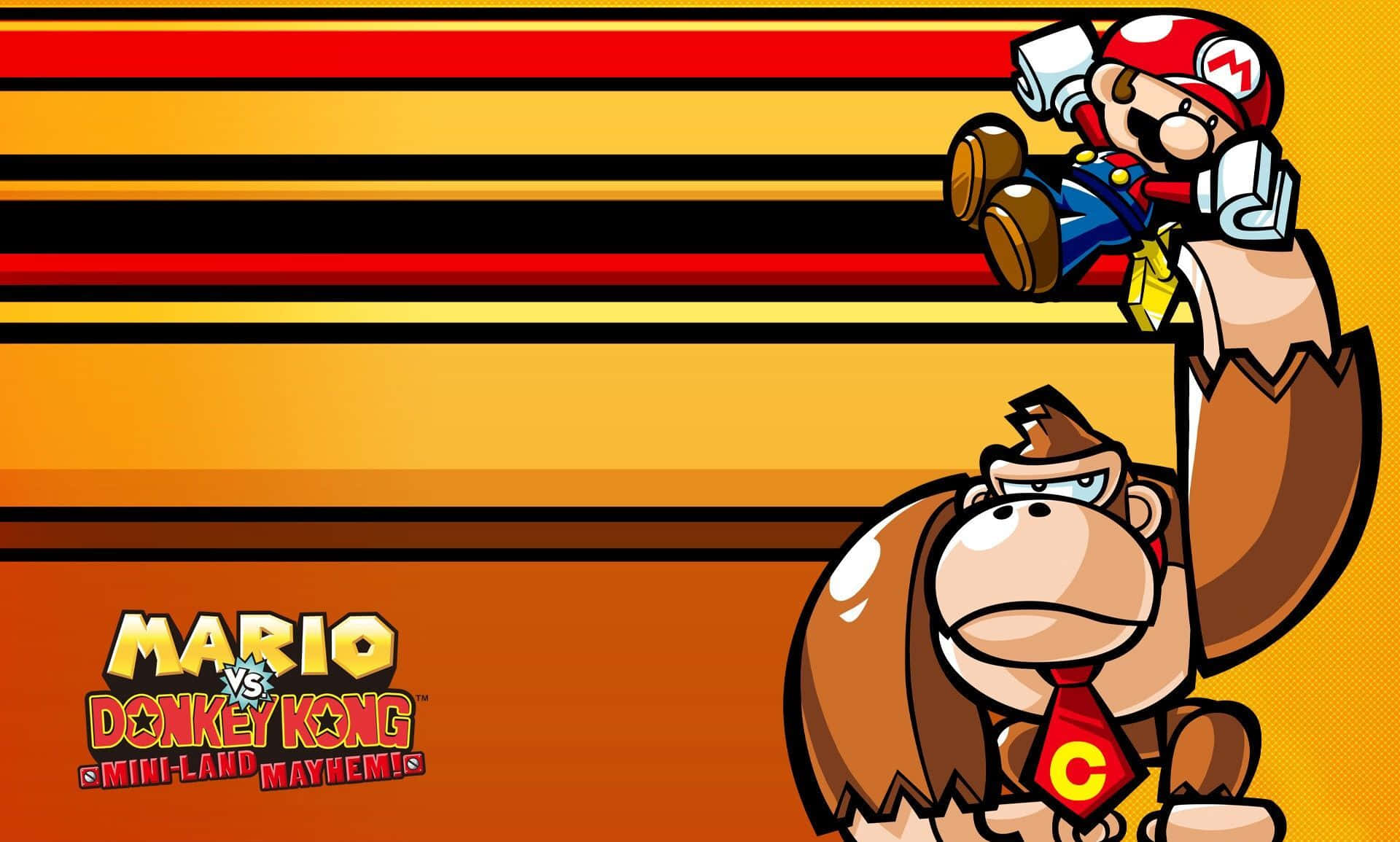 Donkey Kong Dominating The Game In A Thrilling Action-packed Scene Background
