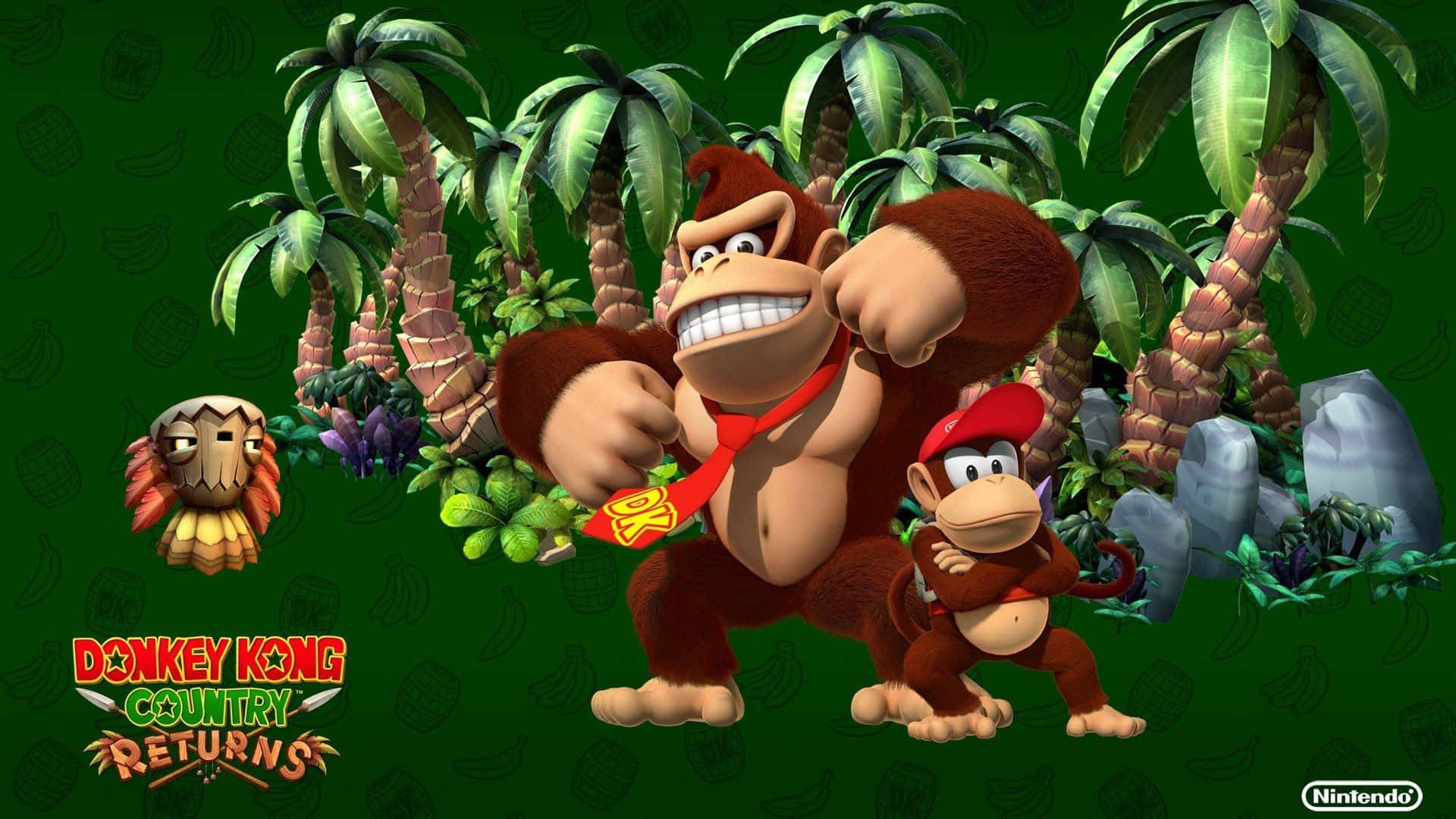 Donkey Kong In Action Against His Adversaries In An Exciting Arcade Game Setting.
