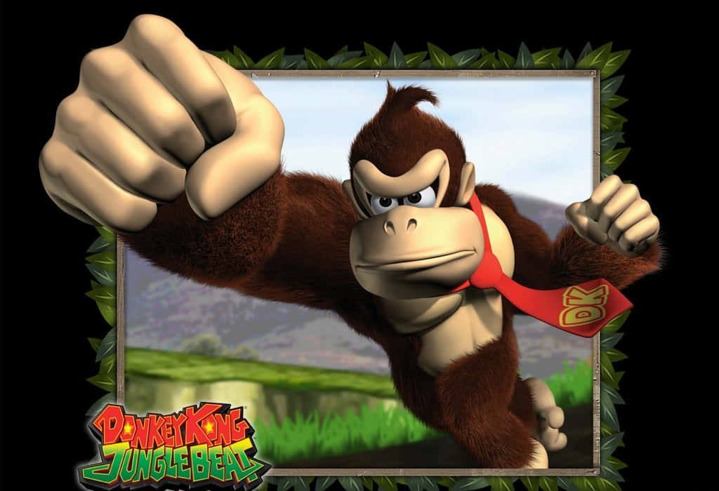 Donkey Kong In Action, Jumping Over Barrels To Save The Princess Background