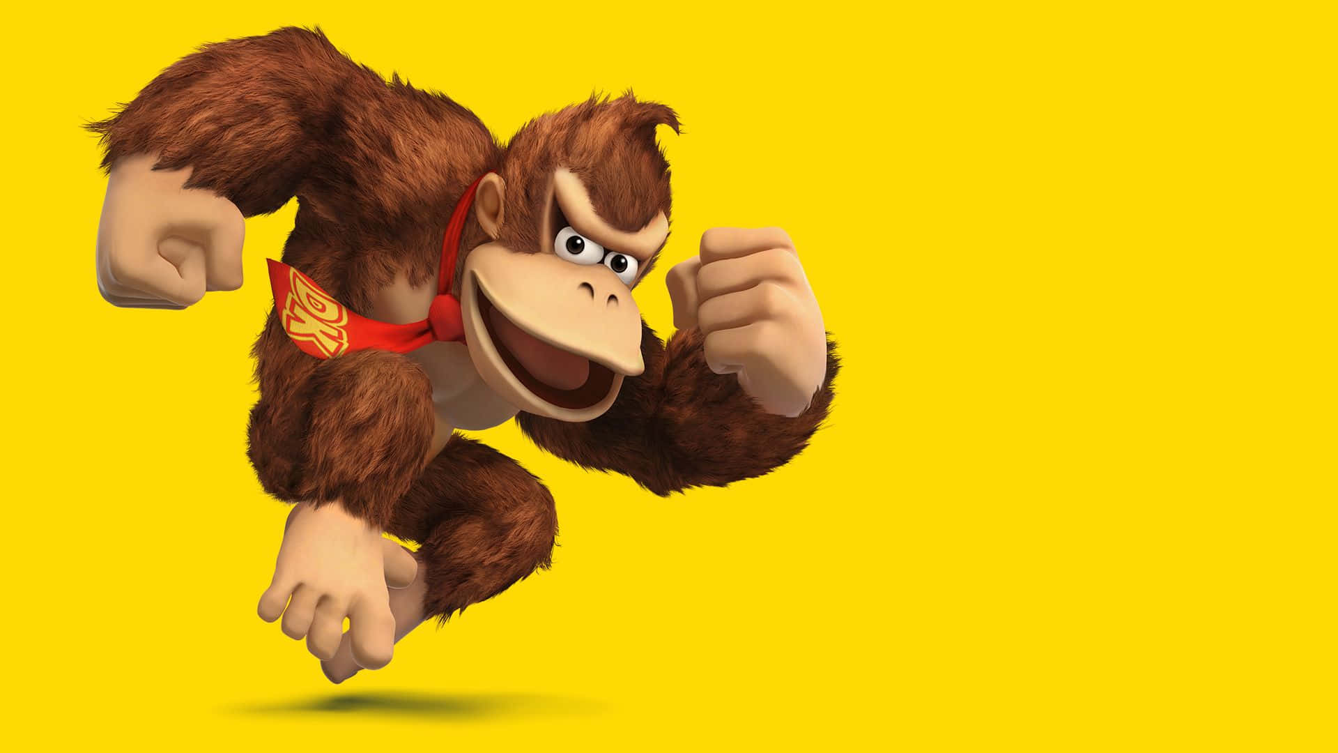 Donkey Kong In Action With A Barrel Background