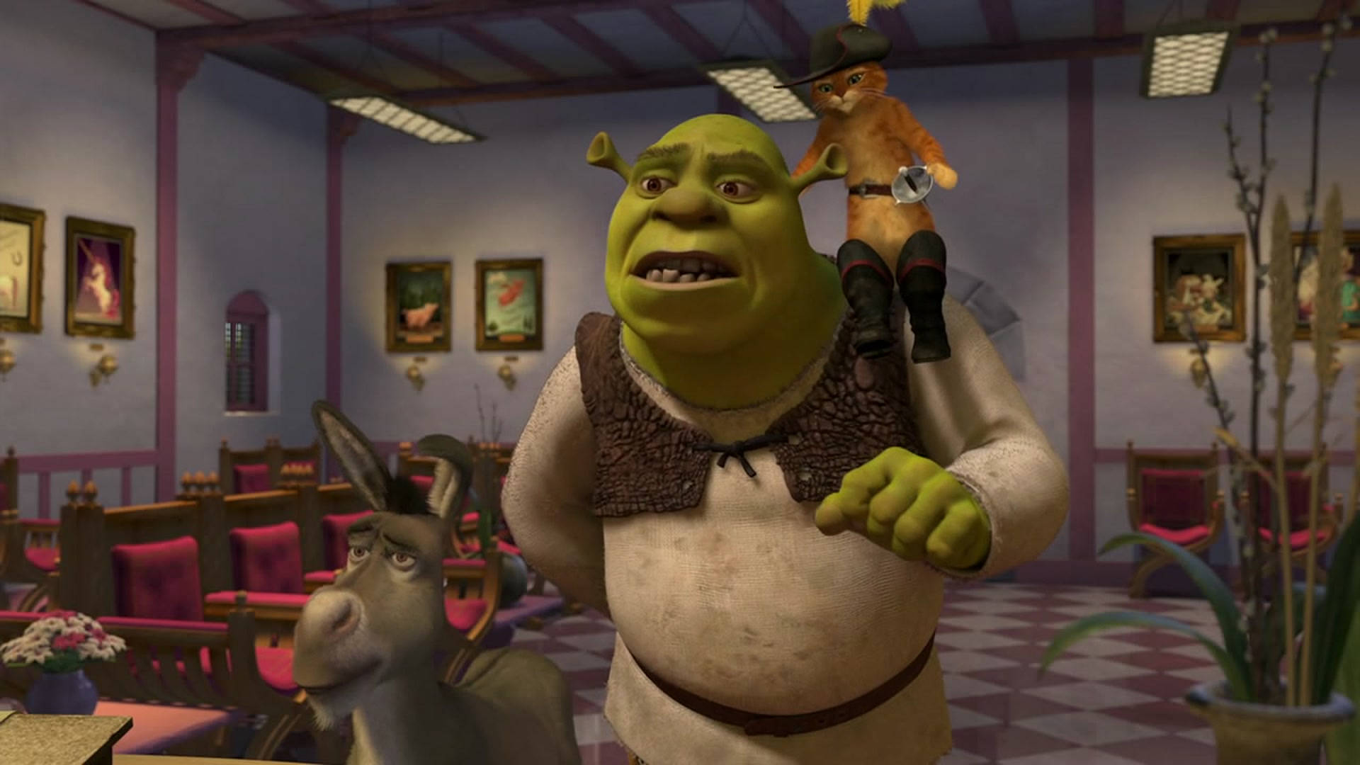 Donkey Puss And Shrek 2