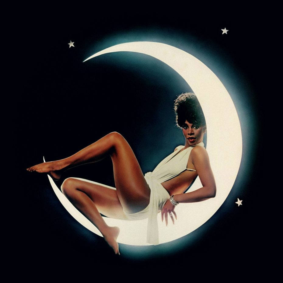 Donna Summer Pose Moon Starry Night Background