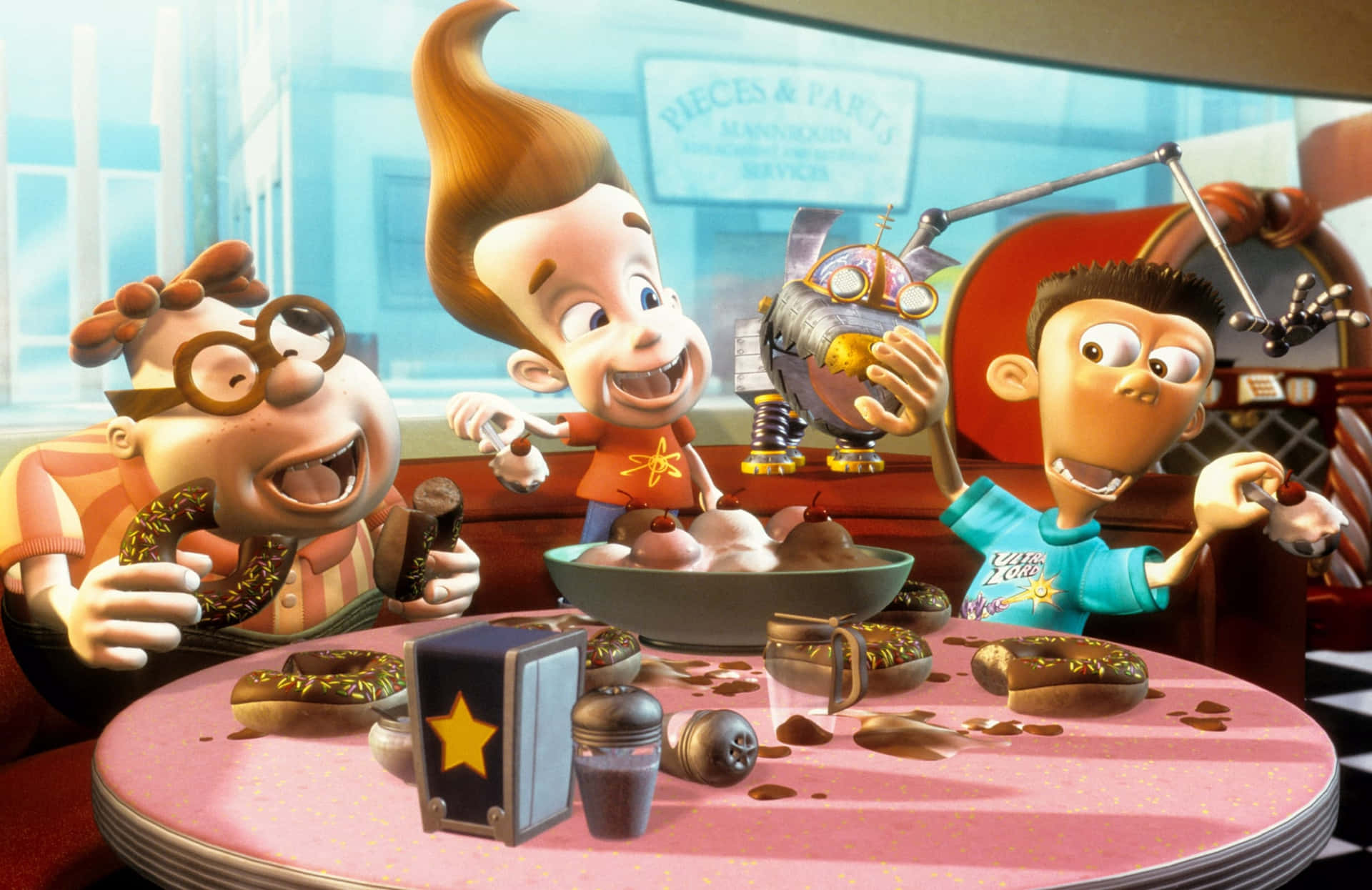 Donut Shop Bonding Jimmy Neutron Boy Genius Background