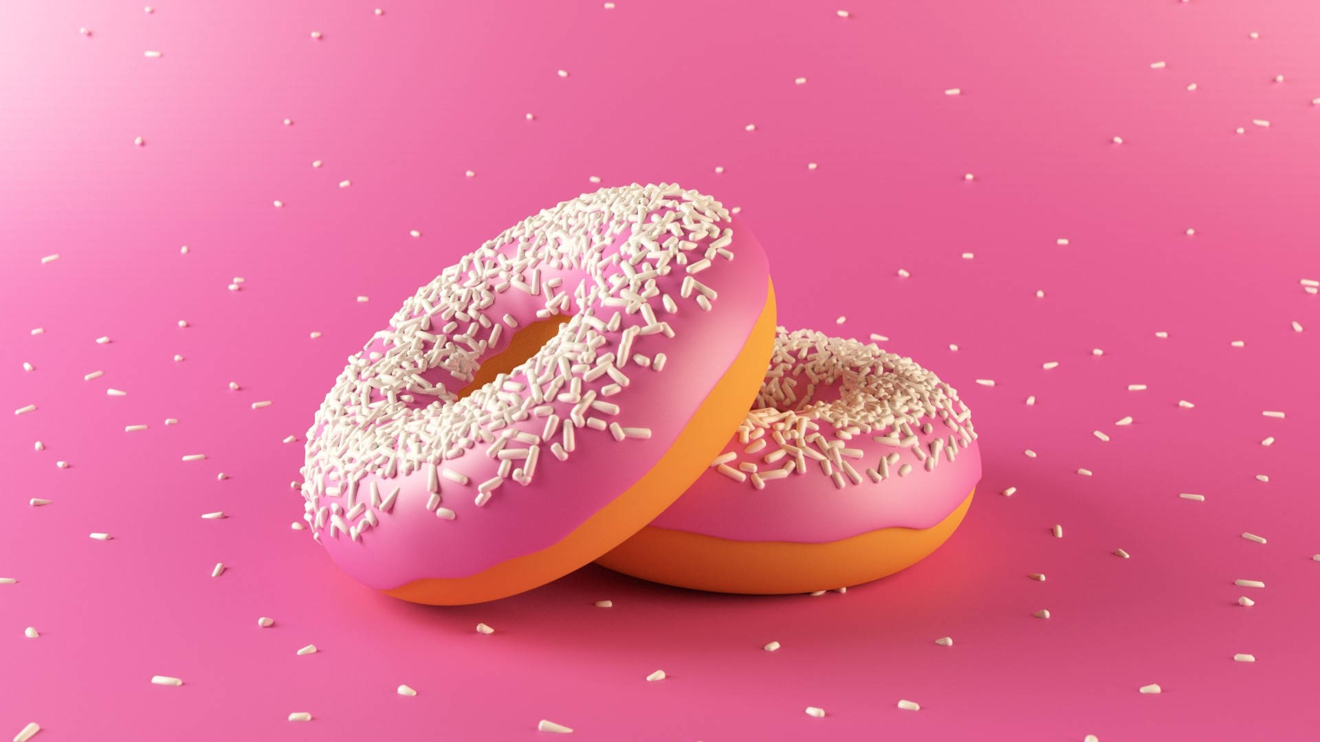 Donuts With White Sprinkles Background