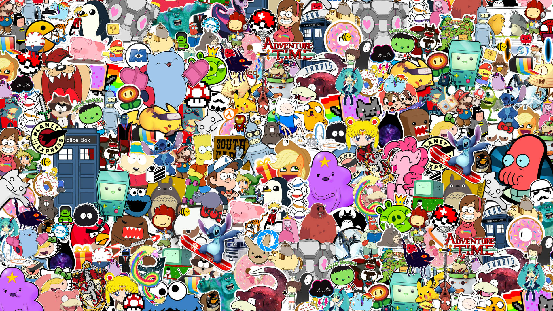 Doodle Cartoon Character Stickers Background