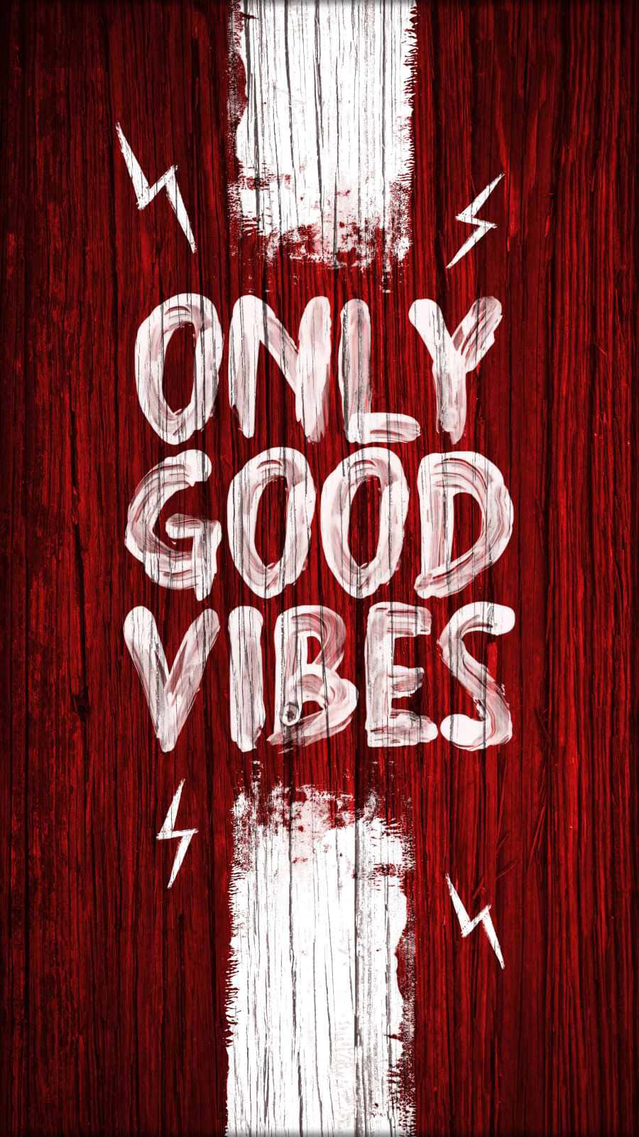 Doodle Style Good Vibe Typography On Wood Background