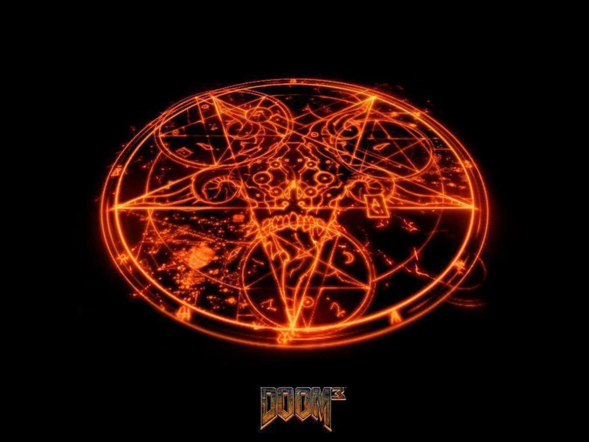 Doom 3 Red Teleportation Pentagram Background