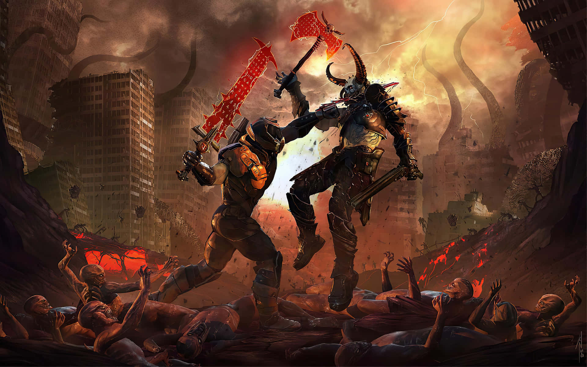 Doom Eternal 4k Doom Slayer Doom Hunter Fight Background