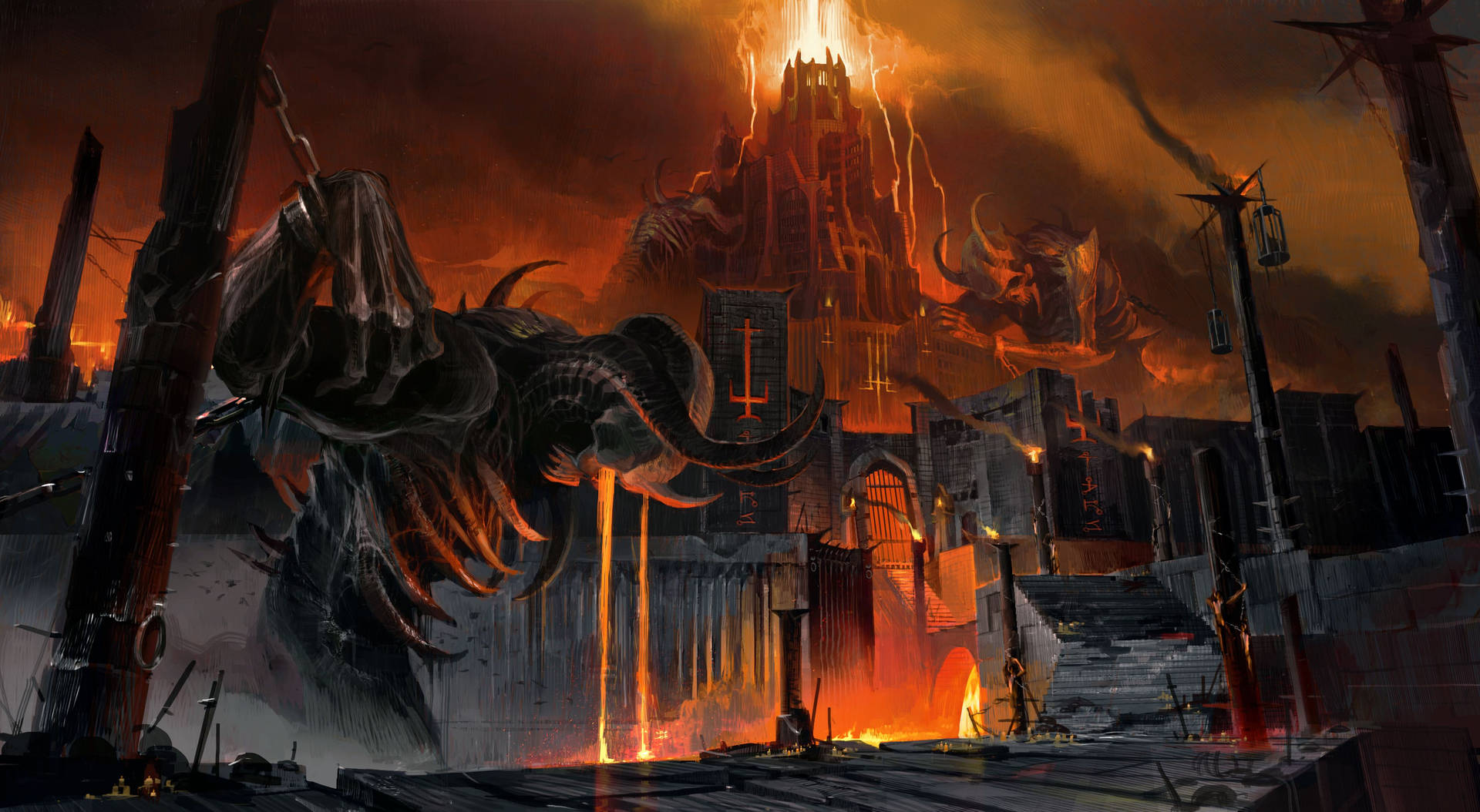 Doom Eternal Icon Of Sin In Nekravol Background