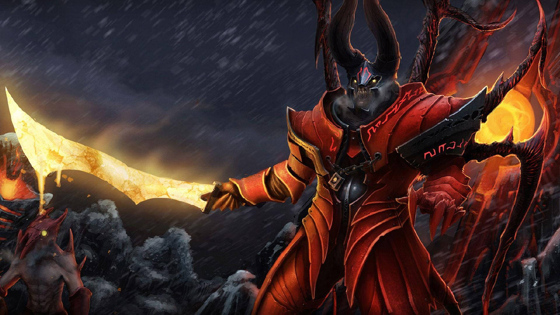 Doom Hd Emperor In Red Armour Background