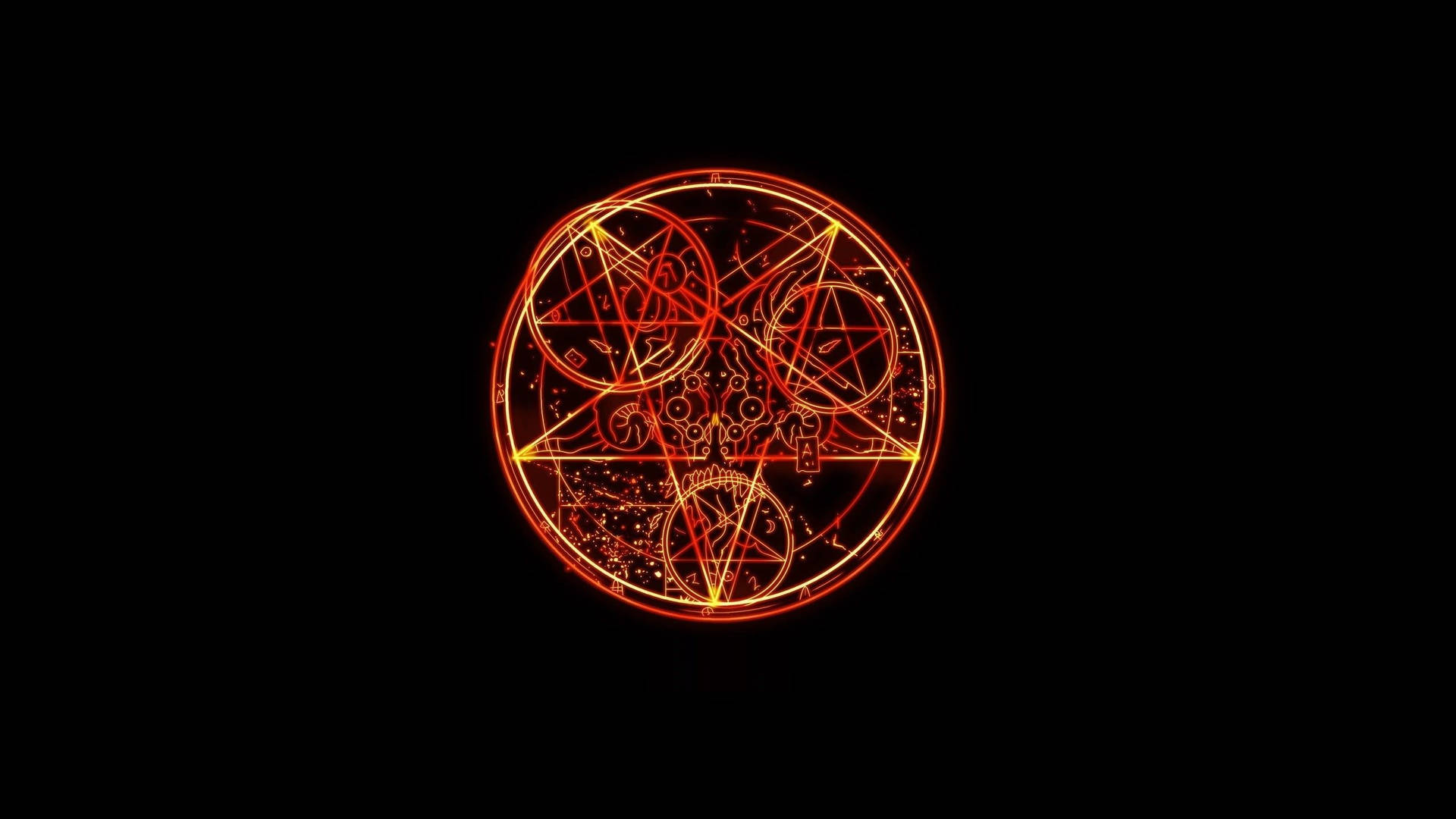 Doom Pentagram In Red Circle Background