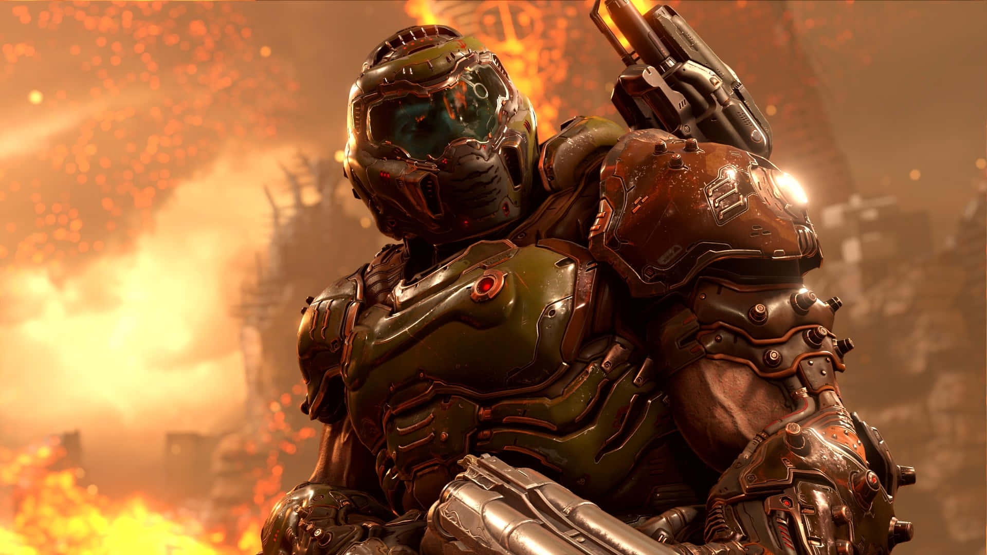 Doom Slayer In Battle Gear Background