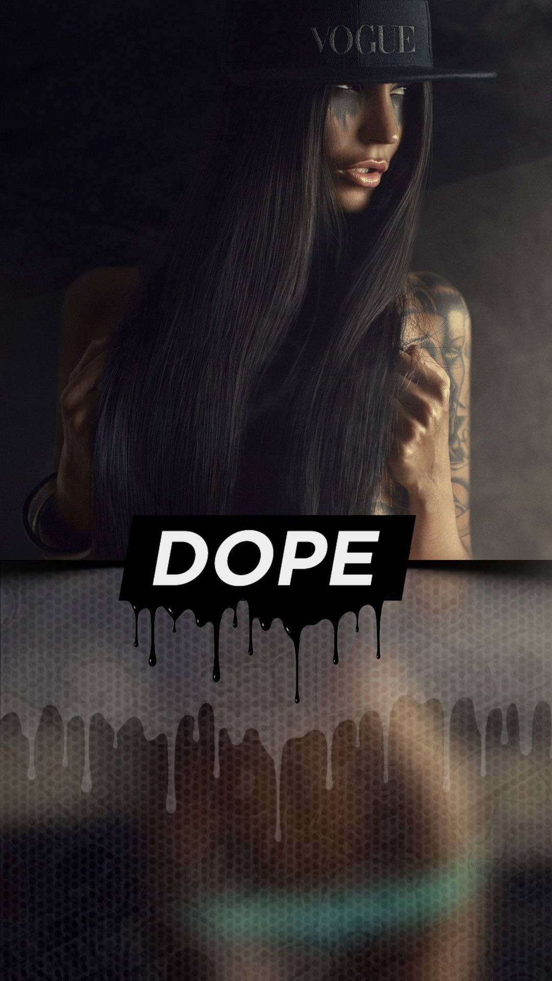 Dope - A Woman With Tattoos And A Hat Background