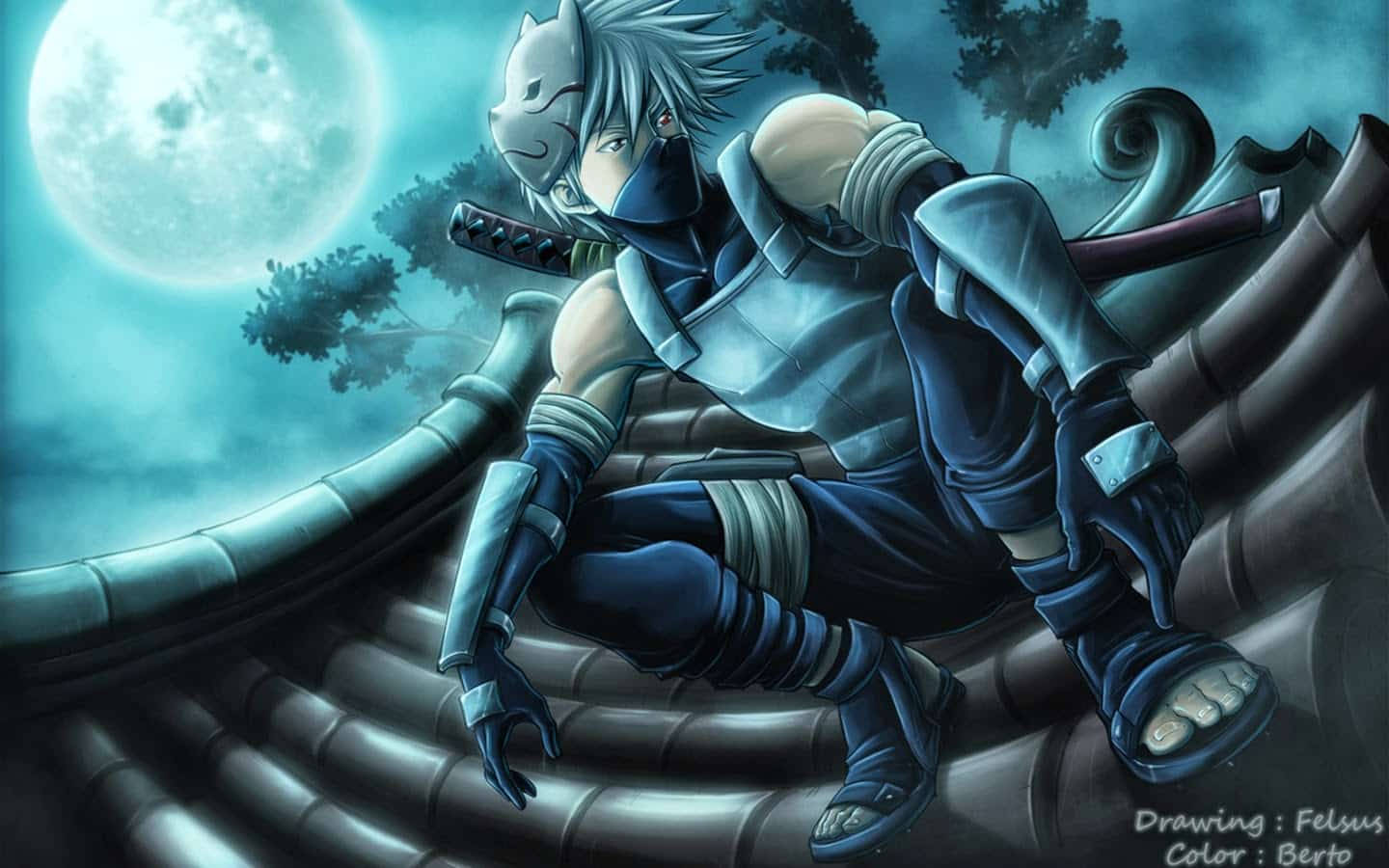 Dope Anime Anbu Kakashi Background