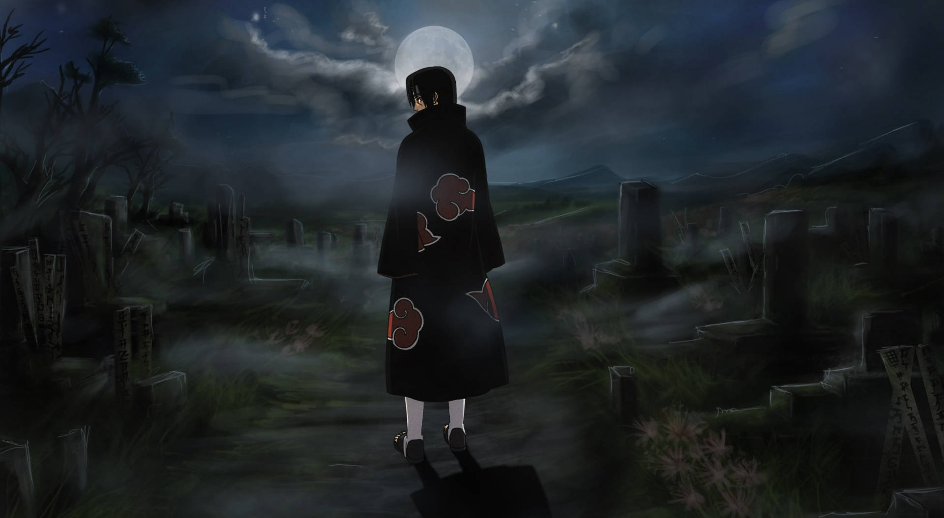 Dope Anime Itachi In Cemetery Background