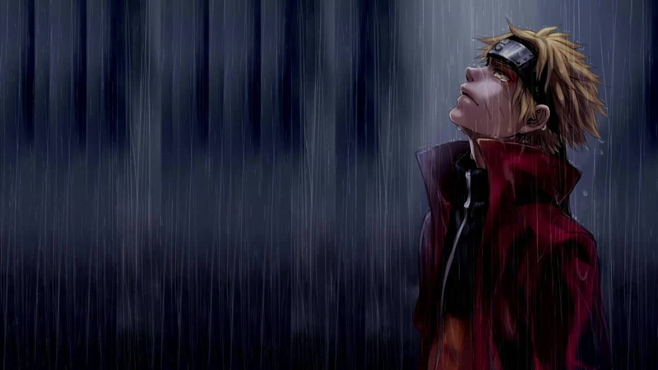 Dope Anime Naruto In Rain Background