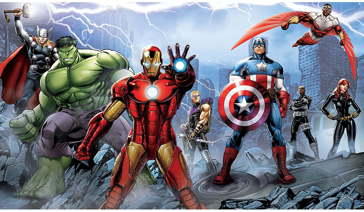 Dope Avengers Animated Series In Chaotic City Background