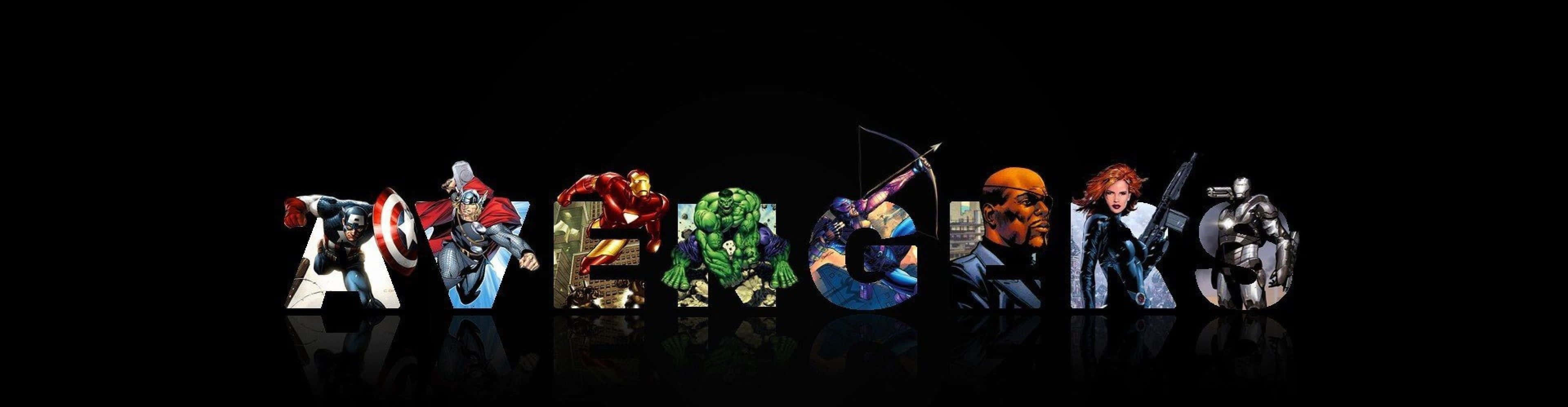 Dope Avengers Heroes Lettering Panoramic Background