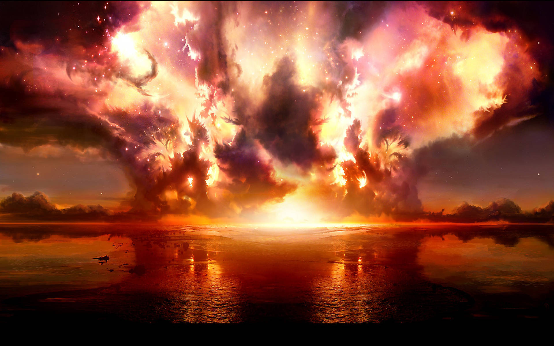 Dope Explosions Sci-fi Landscape Background