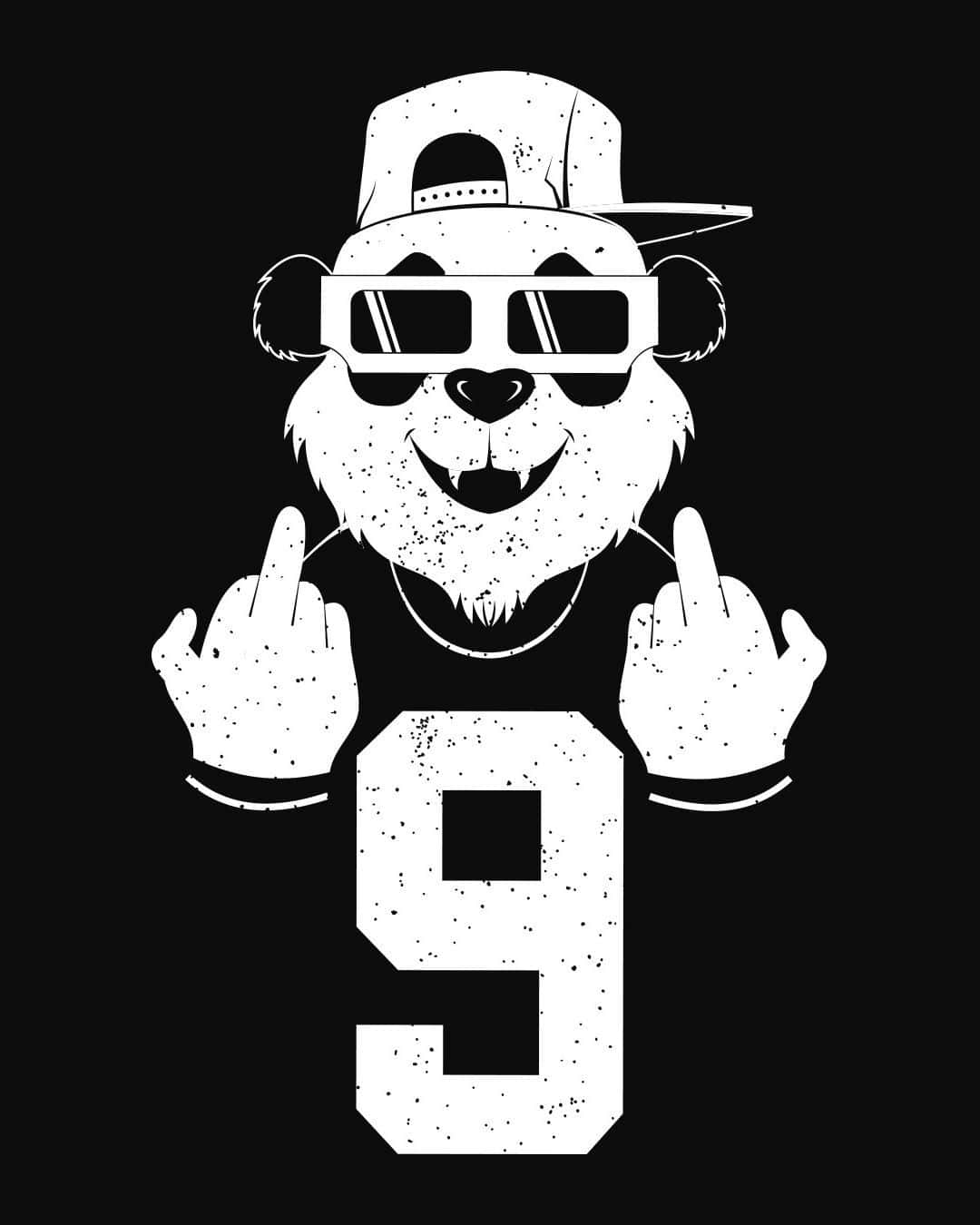 Dope Gangster Panda With Number 9 Background