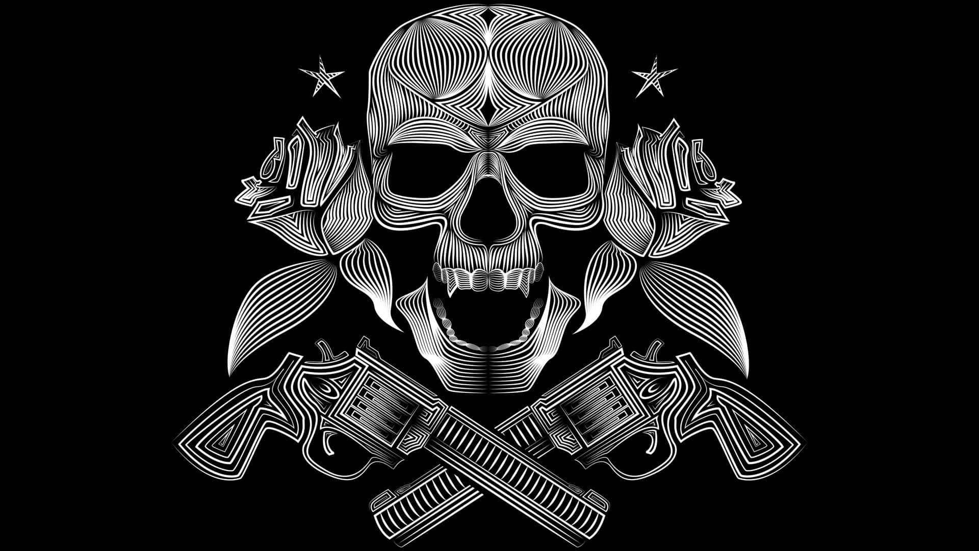 Dope Gangster Skull With Guns