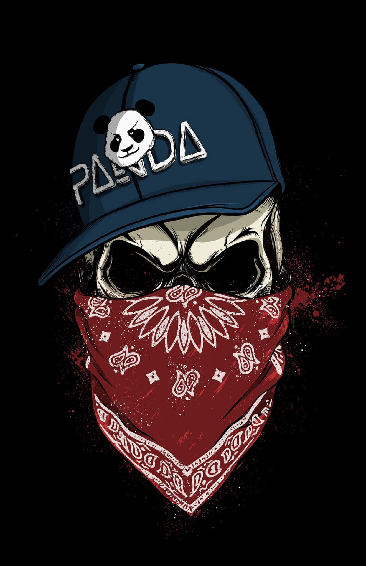 Dope Gangster Skull With Panda Cap Background