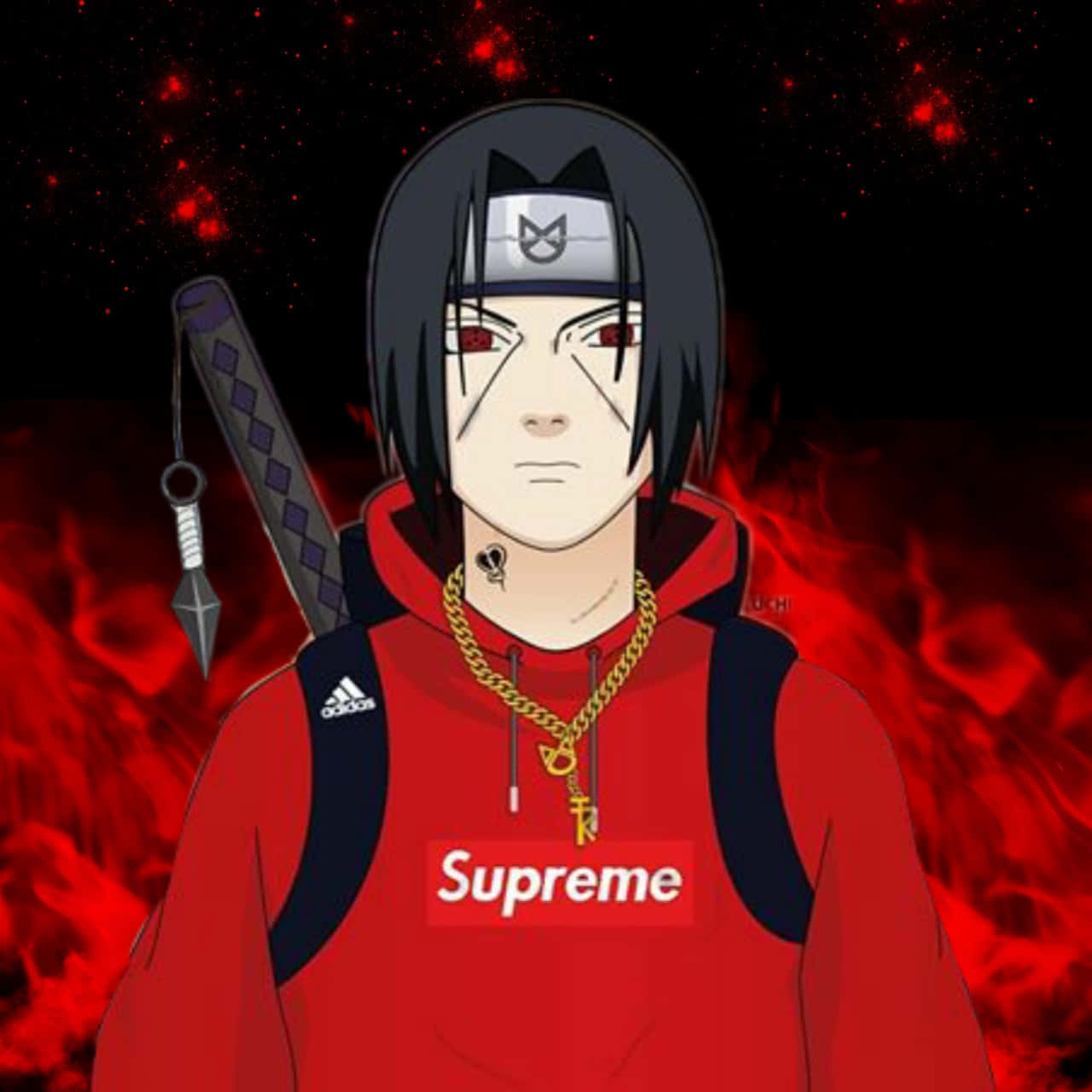 Dope Naruto Character Uchiha Itachi Wearing Supreme Background