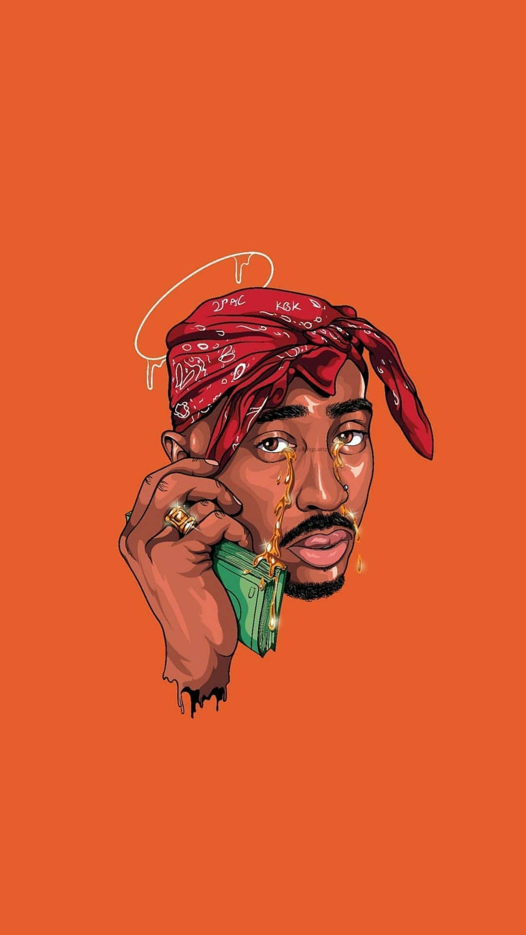 Dope Tupac With Red Bandanna Background